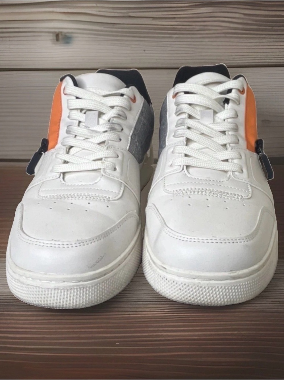 Zara Men’s White Color-block Low-Top Lace-Up/Zip Sneakers Size US 11 / EU 44